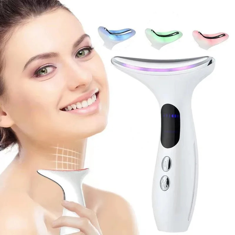 Face Care Devices EMS LED Light Neck Massage 3 Colors V Compress Vibration Skin Lift Tighten Smooth Firm Rejuvenation 231115