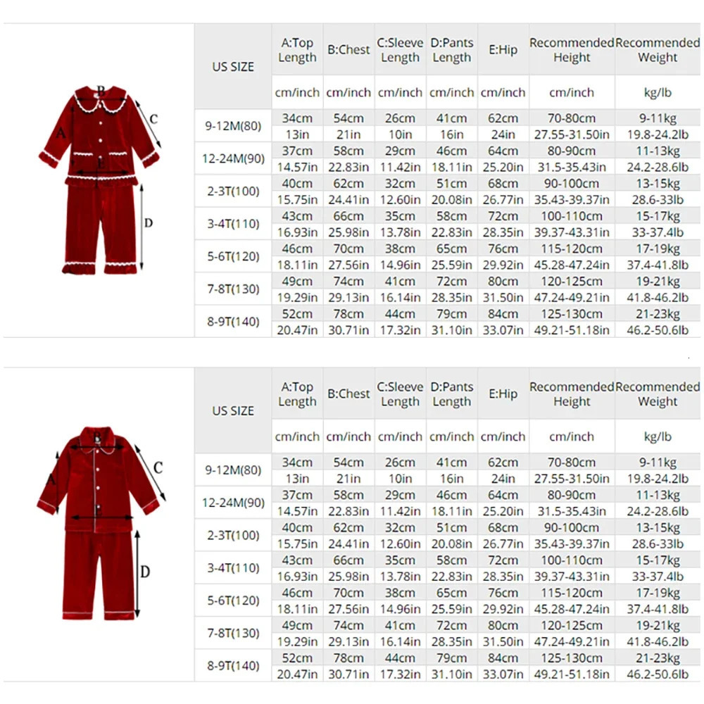 Family Matching Outfits Christmas Family Matching Kids Pyjamas Red Warm Velvet Boy Girl Dress Sleepwear Clothes Toddler Children Christmas Pjs Gift 23