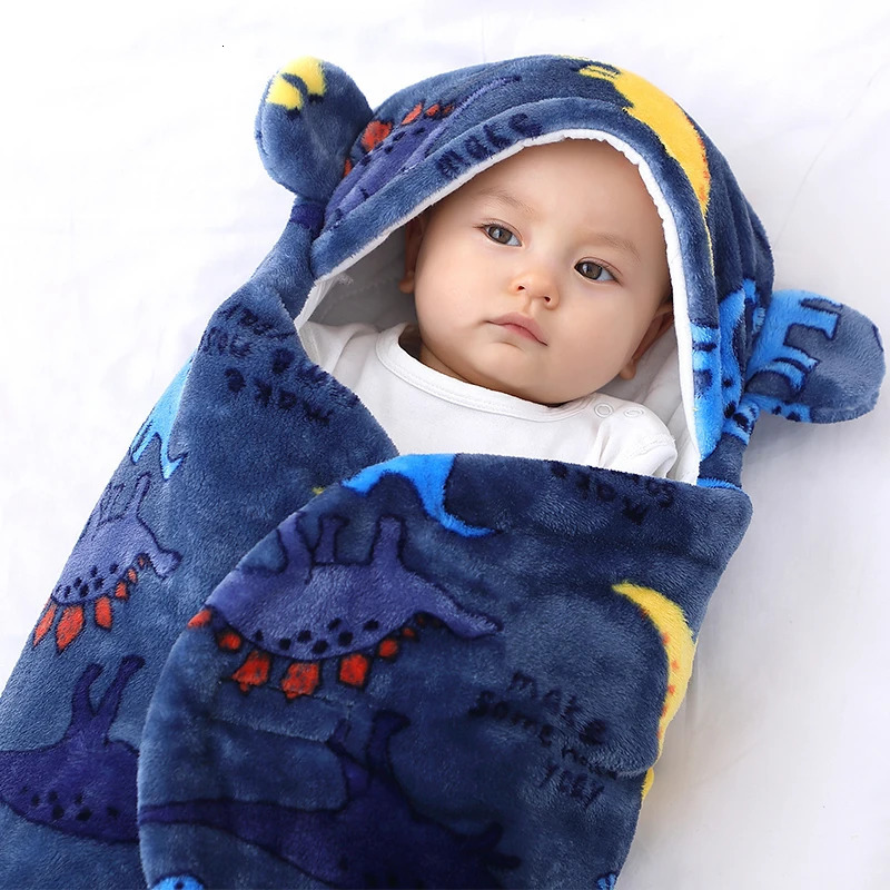 Sleeping Bags Soft born Baby Cartoon Thicken Winter and Autumn Wrap Blankets Envelope Sleepsack 0 9 Months 231116