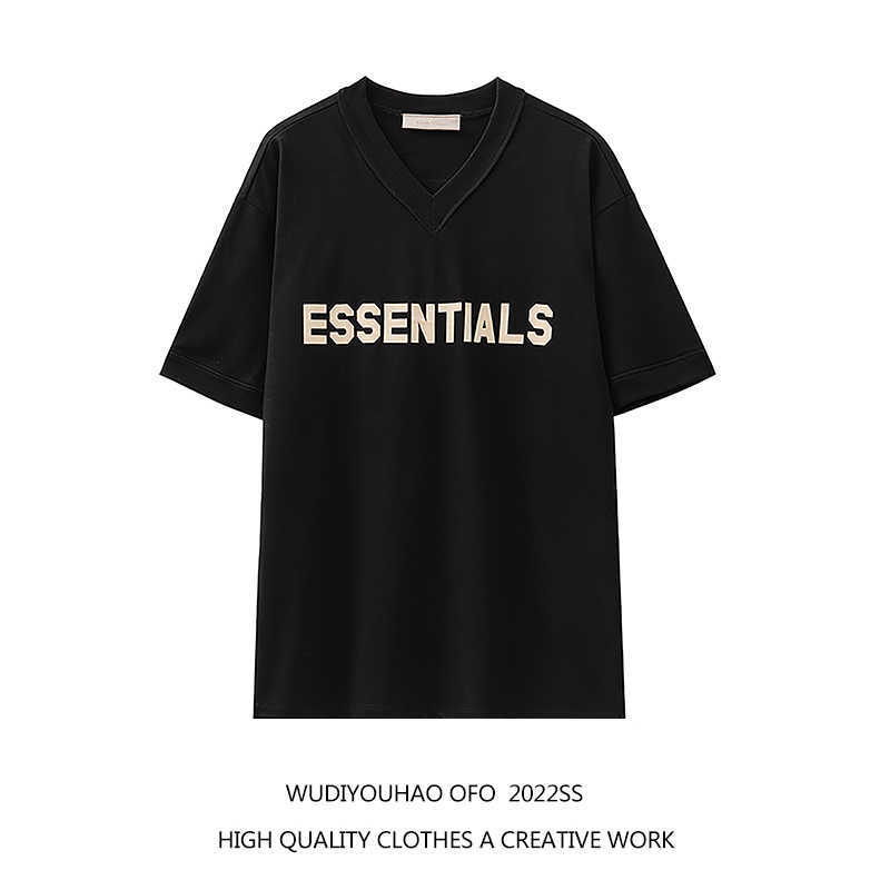 ESS Tees T-Shirts Luxury Designer fashion clothing FEARs OF GOD ESSEN letter flocking American high street Men's Women's fog short sleeve V-neck T-shirt fashion, Black
ESS Tees T-Shirts Luxury Designer fashion clothing FEARs OF GOD ESSEN letter flocking American high street Men's Women's fog short sleeve V-neck T-shirt fashion, Black