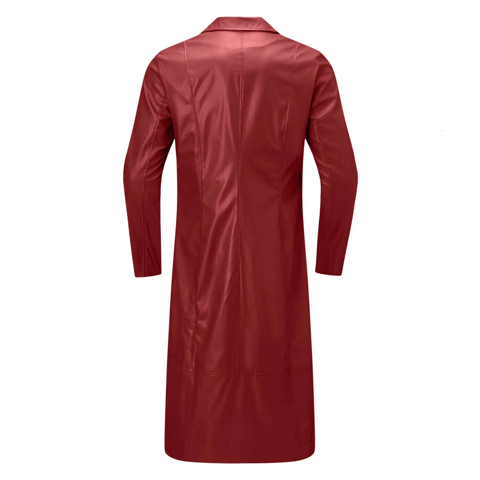 Men's Trench Coats Trench Men's Leather Coat Vintage British Style Windbreaker Handsome Solid Color Slimfit Overcoat Long Jacket Plussize Ou