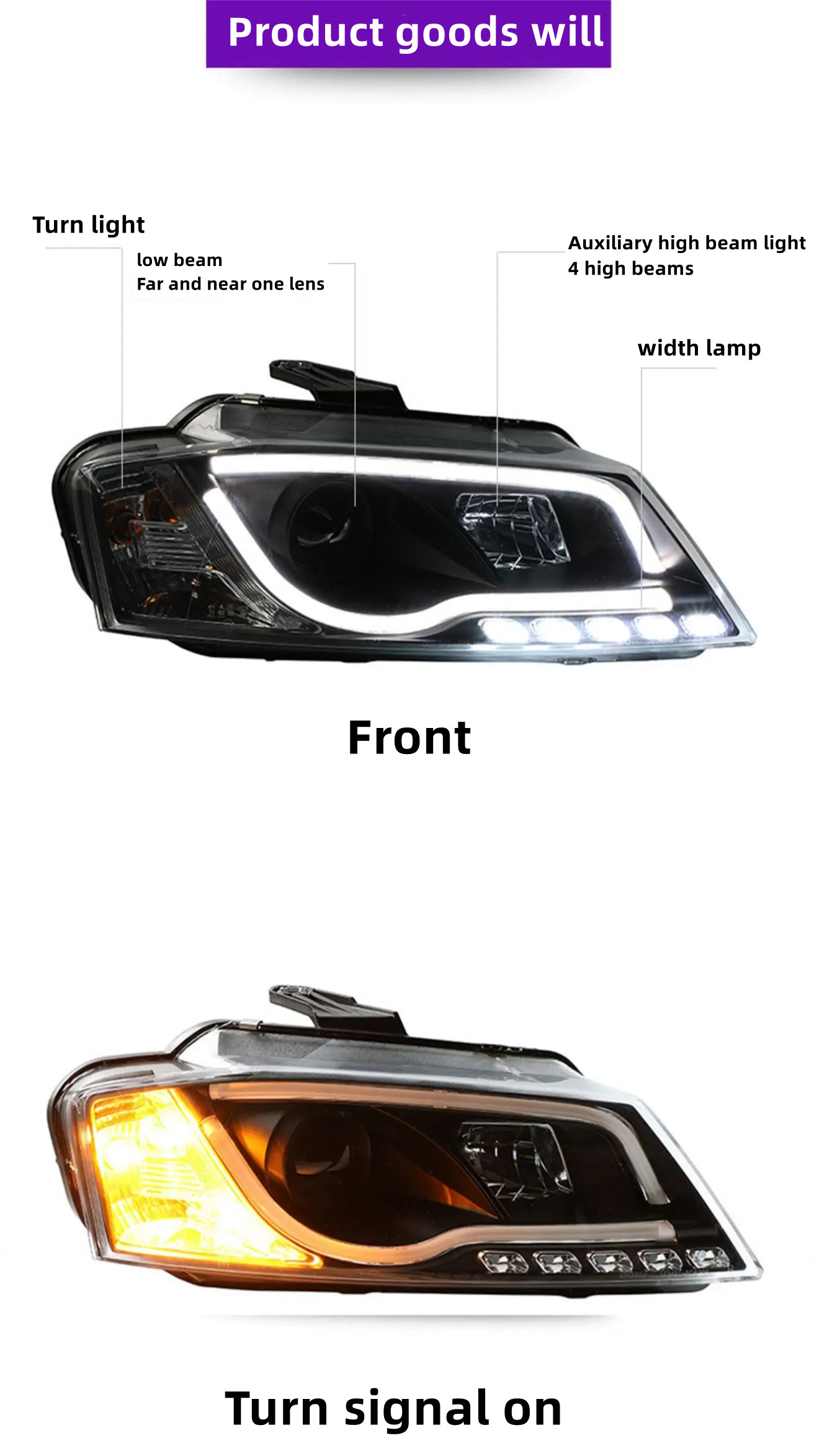 Car Front Light for AUDI A3 2008-2012 S3 LED Auto Headlight Assembly Upgrade Angel Eye Daytime Lights Dynamic Signal Lamp