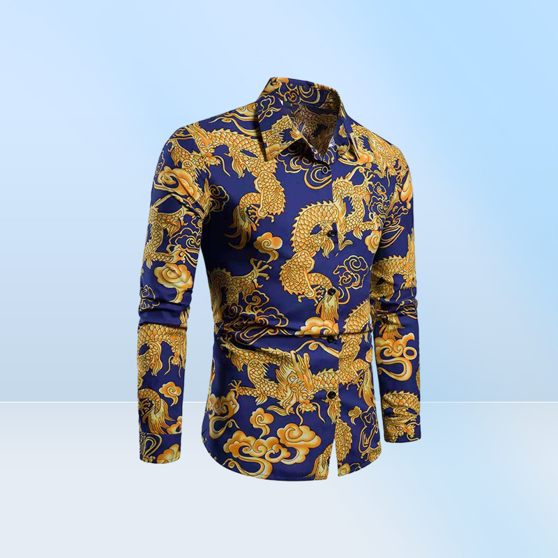 Mens Shirts seestern Brand clothing Dress shirts 3D print shirts men long sleeve party club designer tops man nightclub snake