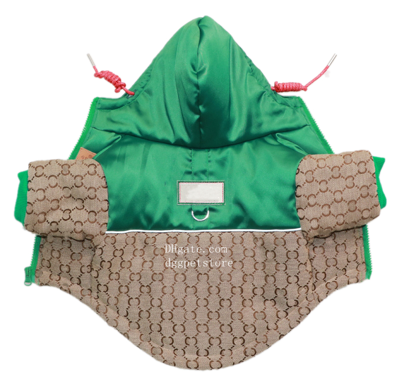 Designer Dog Clothes Winter Dog Apparel with Classic Lettering Pattern Dog Cold Weather Coat, Hooded Winter Jacket for Dogs, Puppy Coats for Winter with D-Rings XXL A871