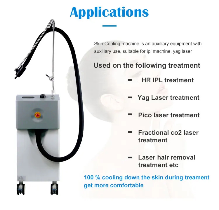 Advanced Air Cooling System Cryotherapy Muscle Relax Pain Mitigation Thermal Injury Recovery Laser Treatment Equipment For Skin Coolin