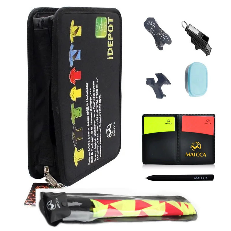 Other Sporting Goods MAICCA Soccer Referee Bag Coin Cards Whistle Set Professional Football Referee Flag Kit Sports Training Equipment 231115
