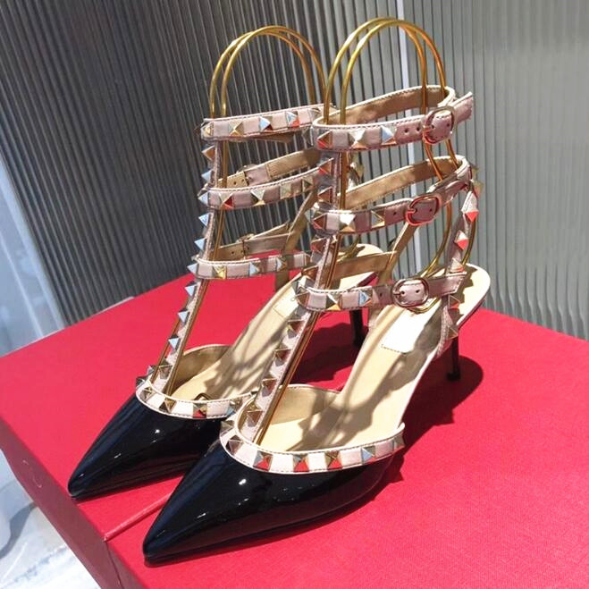 Brand Sandals High Heels Rivets Shoes 6cm 8cm 10cm Summer Women Genuine Leather Thin Heel Black Gold Rose Silver Black Red Wedding Shoes with Red Dust Bag 34-44, Black white matte
Brand Sandals High Heels Rivets Shoes 6cm 8cm 10cm Summer Women Genuine Leather Thin Heel Black Gold Rose Silver Black Red Wedding Shoes with Red Dust Bag 34-44, Black white matte