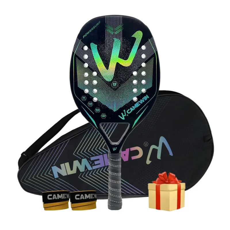 Tennis Rackets Camewin 3K Holographic Beach Tennis Racket Full Carbon Fiber Frame Feminino Masculina Kit Rude Surface Treatment Beginner 231025