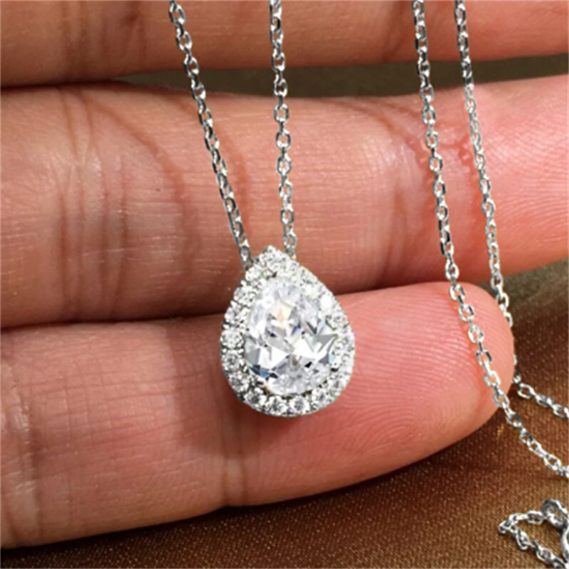 Water Drop Lab Emerald Zircon Chocker Necklace 925 Silver Wedding Pendants Necklace For Women Bridal Party Jewelry Gift