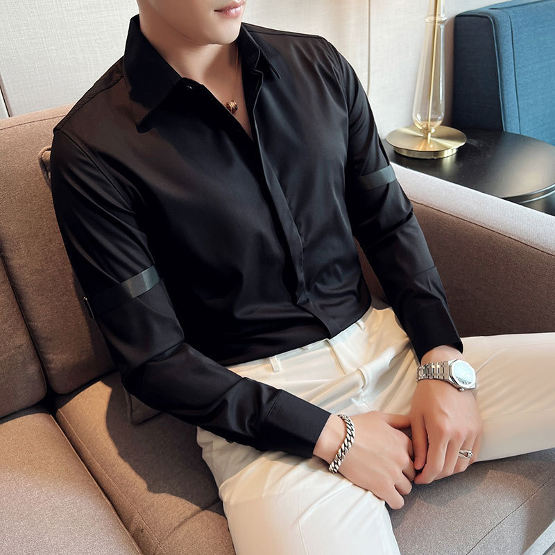 Shirts Men Long Sleeve Slim Fit Casual Men Shirt Black White Formal Business Dress Shirts Camisa Social Masculina 210527