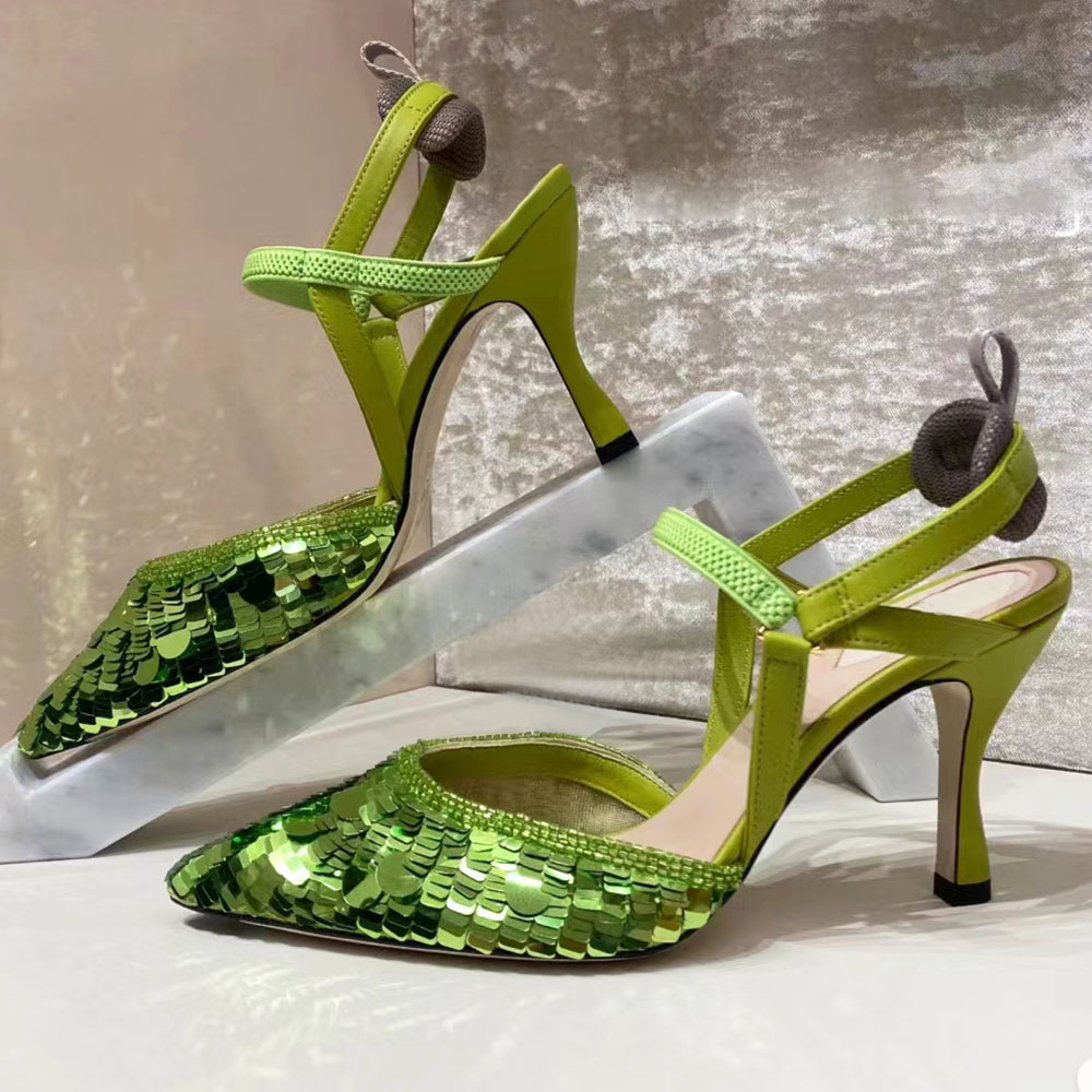 Green Glitter High Heel shoes Women's Embroidered Slingbacks Sandals Luxury Designer Ankle Strap Buckle Pointed Toe Wrap Dress Shoes Party Fashion Evening shoes
Green Glitter High Heel shoes Women's Embroidered Slingbacks Sandals Luxury Designer Ankle Strap Buckle Pointed Toe Wrap Dress Shoes Party Fashion Evening shoes