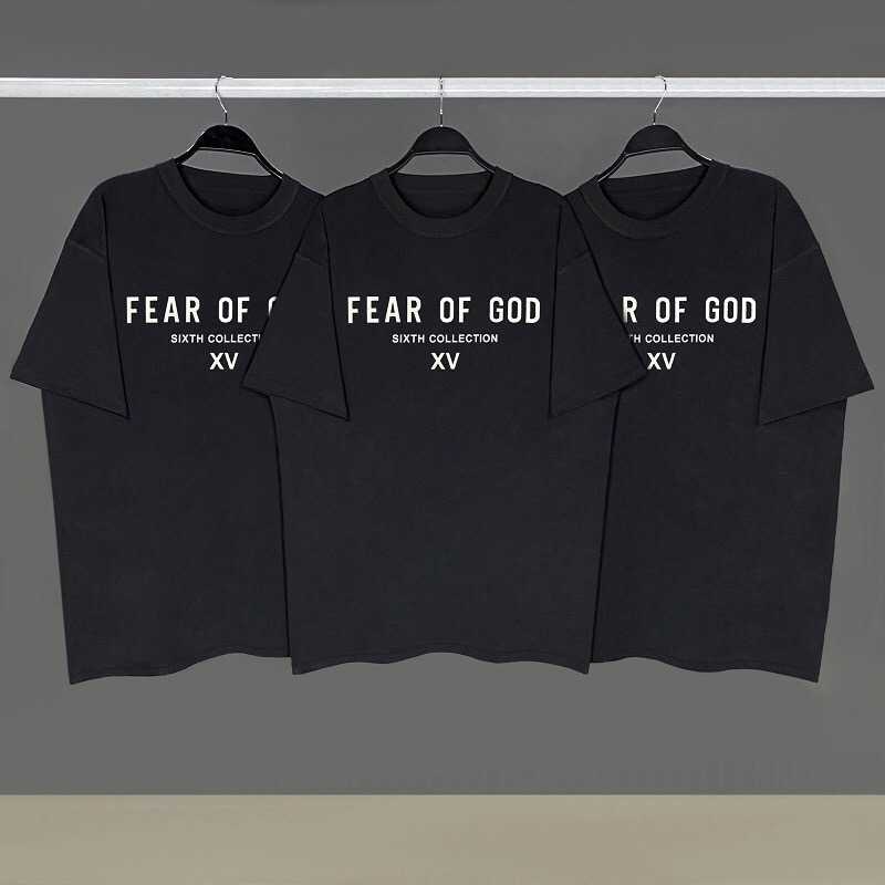 ESS Tees T-Shirts Luxury Designer fashion clothing FEARs OF GOD fog Season 6 Japan Isetan limited short sleeve reverse wear style loose T-shirt high street men, Black