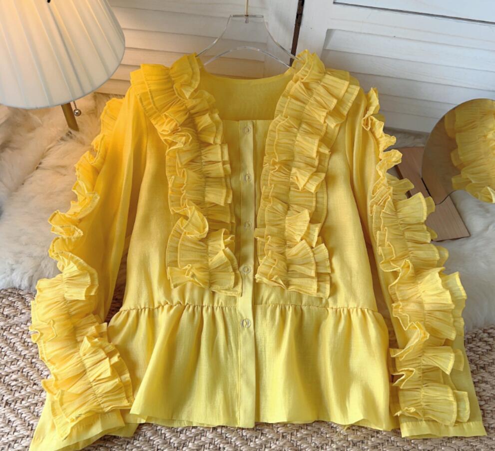 Turn Down Collar Solid Color Lantern Sleeve Blouse Korean Chic Simple Blusa Single-breasted Chain Design Sense Shirt 2023, Same as picture
Turn Down Collar Solid Color Lantern Sleeve Blouse Korean Chic Simple Blusa Single-breasted Chain Design Sense Shirt 2023, Same as picture