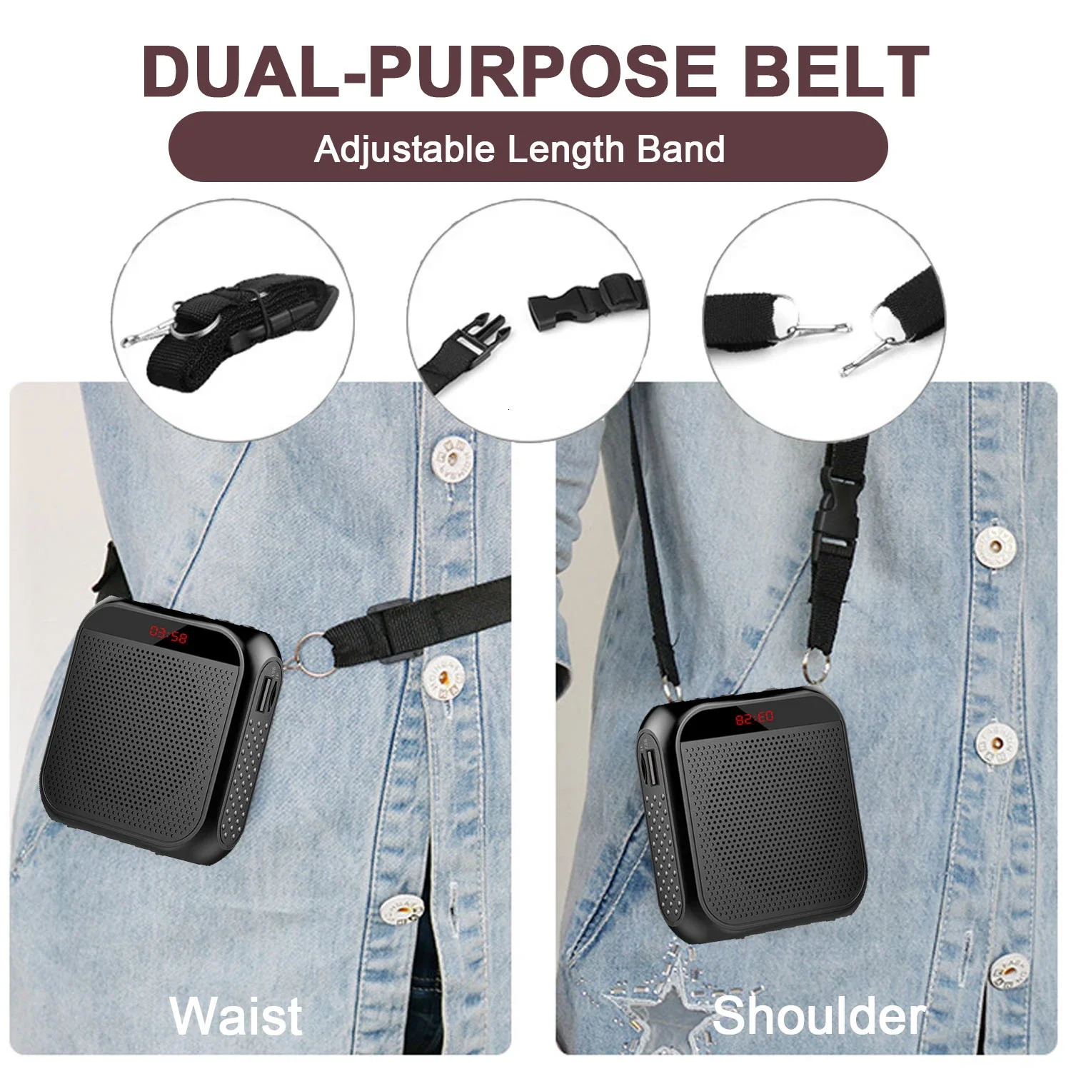 Microphones 5W Voice Amplifier Multifunctional Portable Personal Voice Speaker with Microphone Display Surround Sound for Teachers Speech 231116