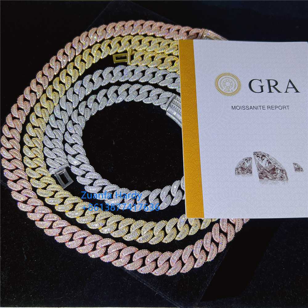Wholesale Gra Certified 15mm 18" 20" 22" 24" 925 Sterling Silver Yellow Rose Gold Vvs Moissanite Baguette Diamond Cuban Chain
Wholesale Gra Certified 15mm 18" 20" 22" 24" 925 Sterling Silver Yellow Rose Gold Vvs Moissanite Baguette Diamond Cuban Chain