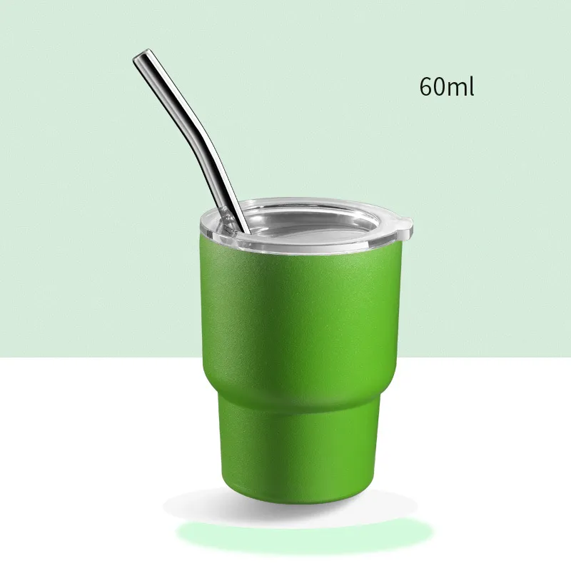 LMETJMA 2oz Mini Tumbler Double Stainless Steel Vacuum Cup Sublimation Shot Glass Tumblers Mugs with Straw and Lids FY5618 1116