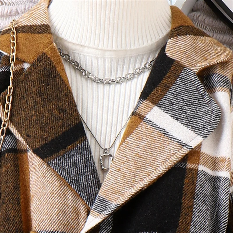 Coat Little Kid Girl Long Sleeve Jacket Dress Plaid Turn down Collar Button Down Sweater With Belt Fall Winter Clothes 231116