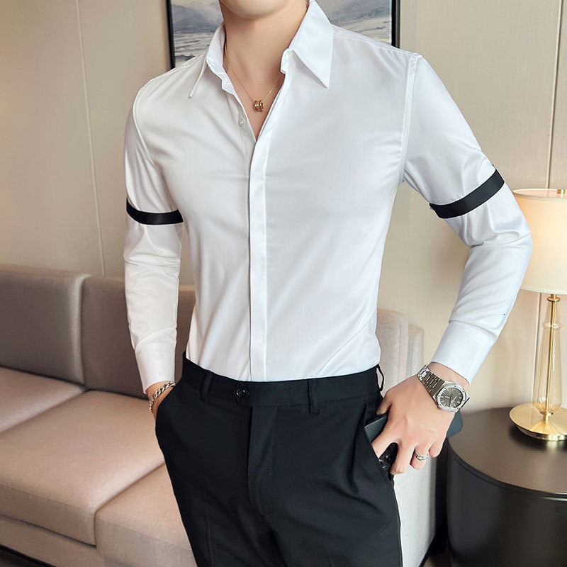 Shirts Men Long Sleeve Slim Fit Casual Men Shirt Black White Formal Business Dress Shirts Camisa Social Masculina 210527