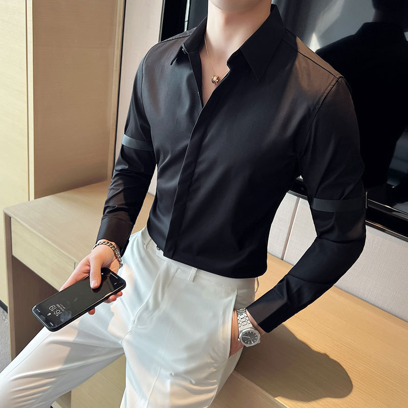 Shirts Men Long Sleeve Slim Fit Casual Men Shirt Black White Formal Business Dress Shirts Camisa Social Masculina 210527