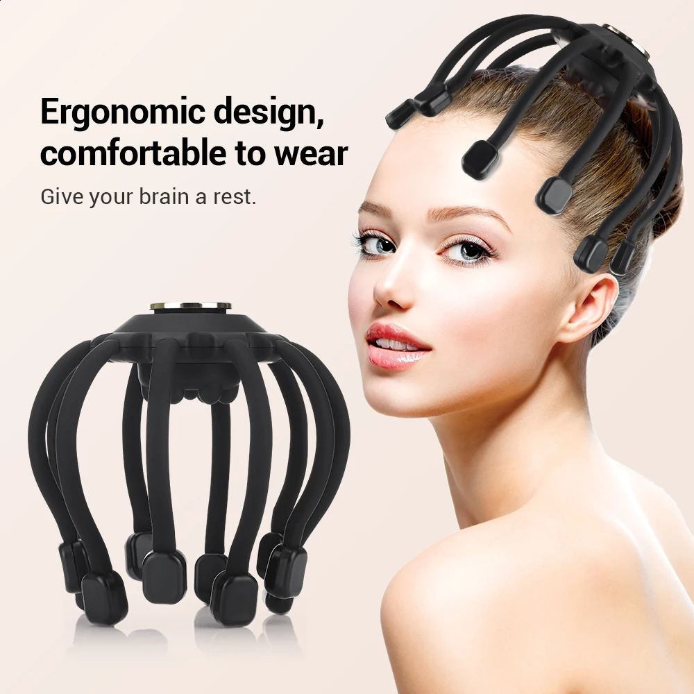 Head Massager Electric Head Massager Wireless Connect Music 4 modes Head Scratcher Massage Scalp Relieve Fatigue Relax Brain USB Charging 231115