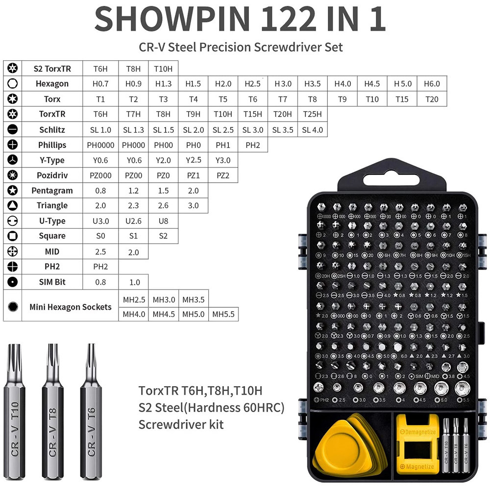 Screwdrivers Computer Repair Kit 122 in 1 Magnetic Laptop Precision Set Small Impact Screw Driver with Case 230414