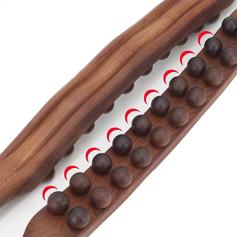 Back Massager 820 Beads Gua Sha Massage Stick Carbonized Wood Back Scrapping Meridian Therapy Wand Muscle Relaxing Body Massager Guasha 231115