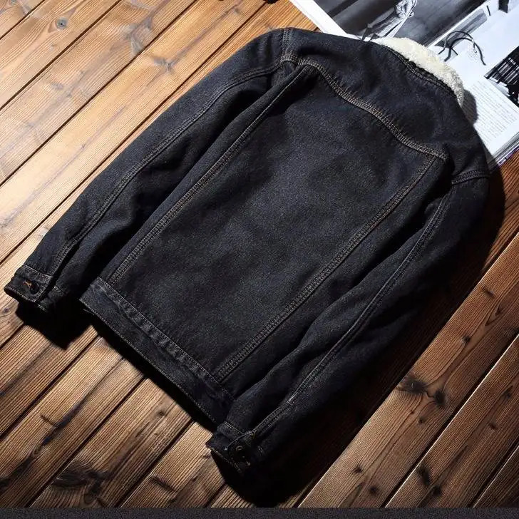 Men's Jackets Idopy Winter Men's Casual Denim Jacket With Fur Lined Thicken Warm Coat Fleece Jean Outerwear For Male Plus Size 231115