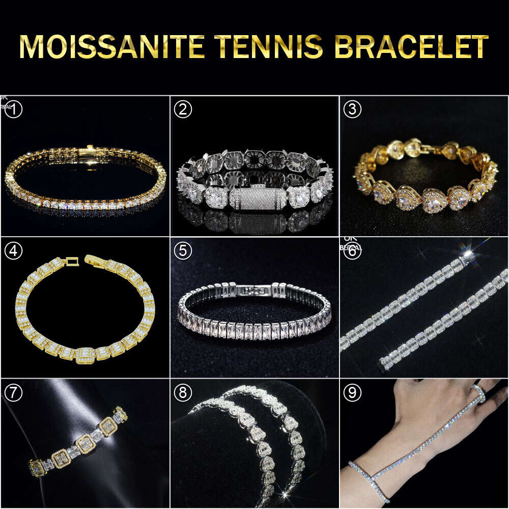 New Design Black Vvs Moissanite Tennis Chain Necklace Pass Tester Iced Out Dia Sier Bracelet For Men Women