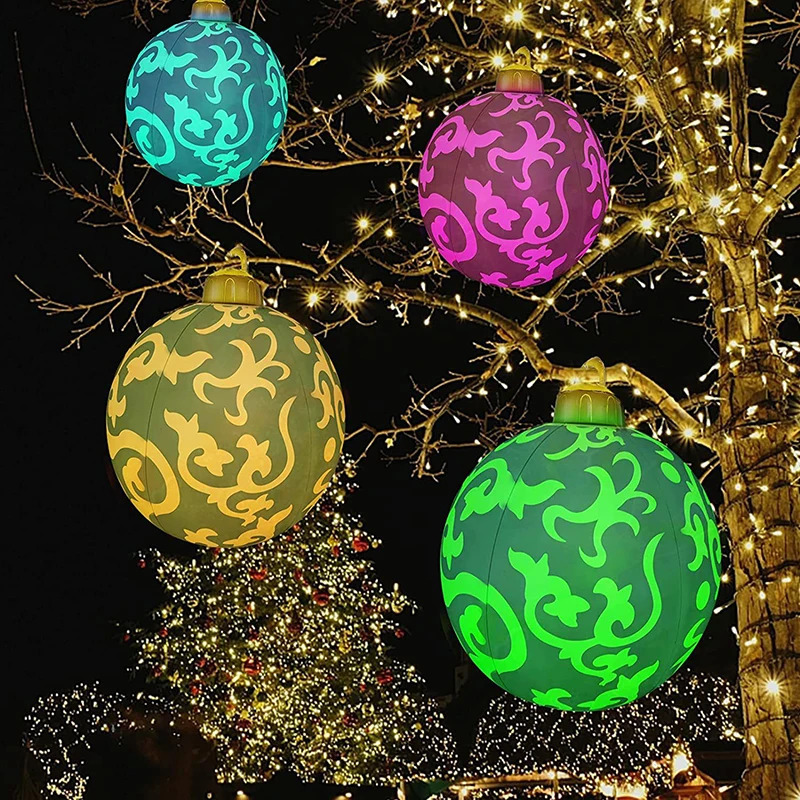 Christmas Decorations 60CM LED Light Christmas ball Outdoor Christmas Inflatable Decorated Ball Made PVC Giant No Light Large Balls Tree Decorations 2