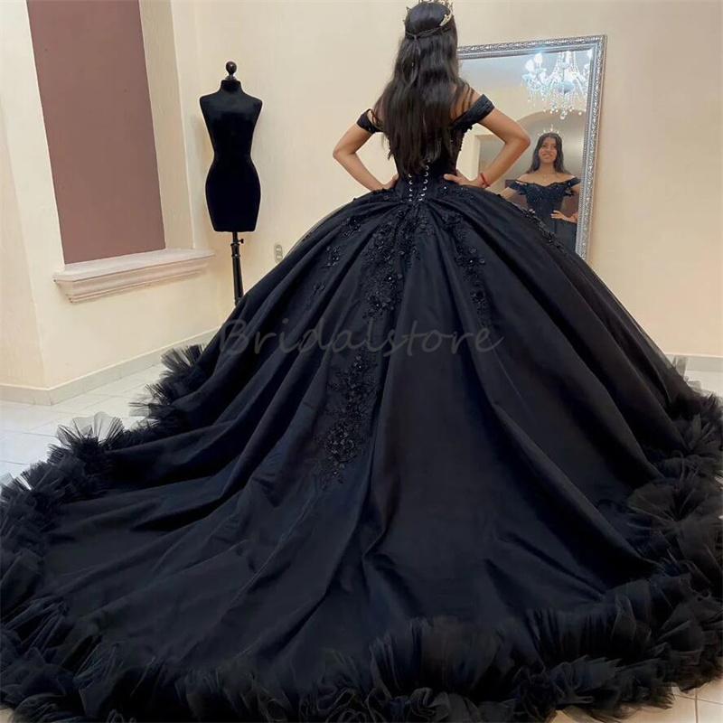 Princess Mexican Black Quinceanera Dresses Porno Charro 2024 Vestidos De Xv 15 Anos Halloween Costume Promdress Photoshoot Horse Sixteen Birthday Part