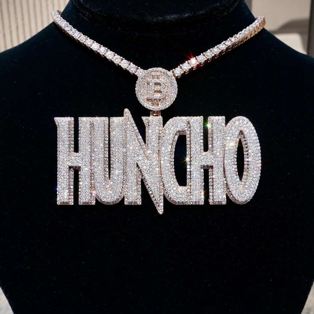 Fit Cuban k Chain Iced Out Sier Hiphop Jewelry Charm DIY Number Initial Necklace Custom vvs Moissanite Letter Pendant