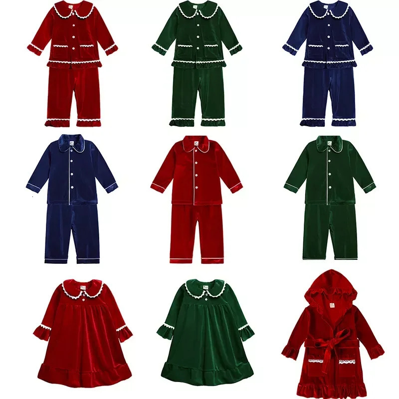 Family Matching Outfits Christmas Family Matching Kids Pyjamas Red Warm Velvet Boy Girl Dress Sleepwear Clothes Toddler Children Christmas Pjs Gift 23