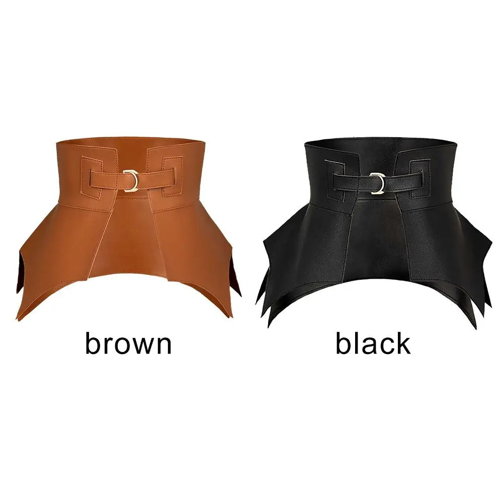 Belts Black Brown Irregular Pu Leather Long Wide Belt Punk Style Women Fashion Autumn Winter Skirt Dress Coat Waistband Corset 231115