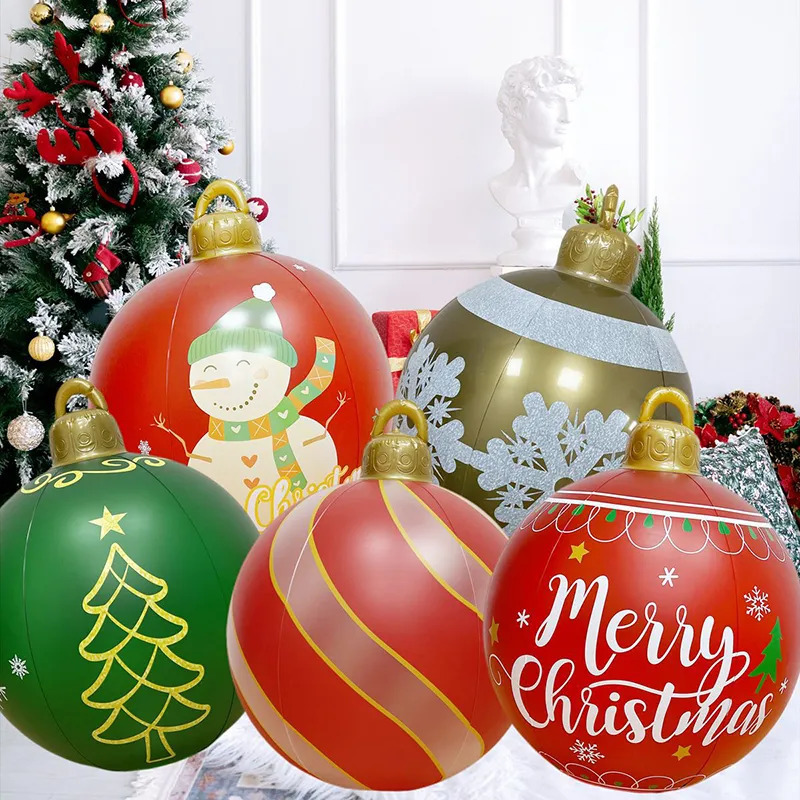 Christmas Decorations 60CM LED Light Christmas ball Outdoor Christmas Inflatable Decorated Ball Made PVC Giant No Light Large Balls Tree Decorations 2