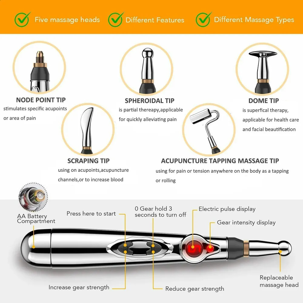 Back Massager 35 Heads Electronic Acupuncture Pen Smart Pulse Meridian Energy Massage Pen Pain Relief Therapy Back Neck Face Beauty Roller 231115