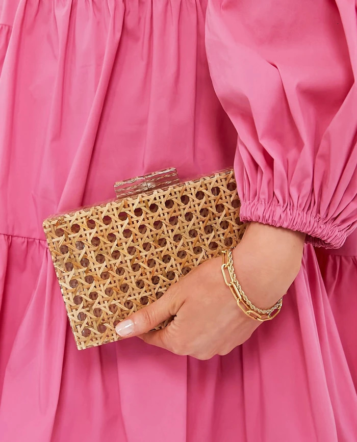 Evening Bag Rattan Acrylic Box bag Crochet Clutch For Wedding Party Purses summer Wicker Handbags ner High Quality 231115