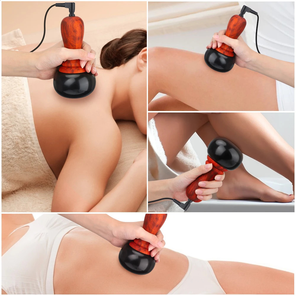 Full Body Massager Stone Electric Gua Sha Massager Natural Bianstone GuaSha Scraping Back Neck Face Massage Relax Muscles Skin Lift Care Spa 231115