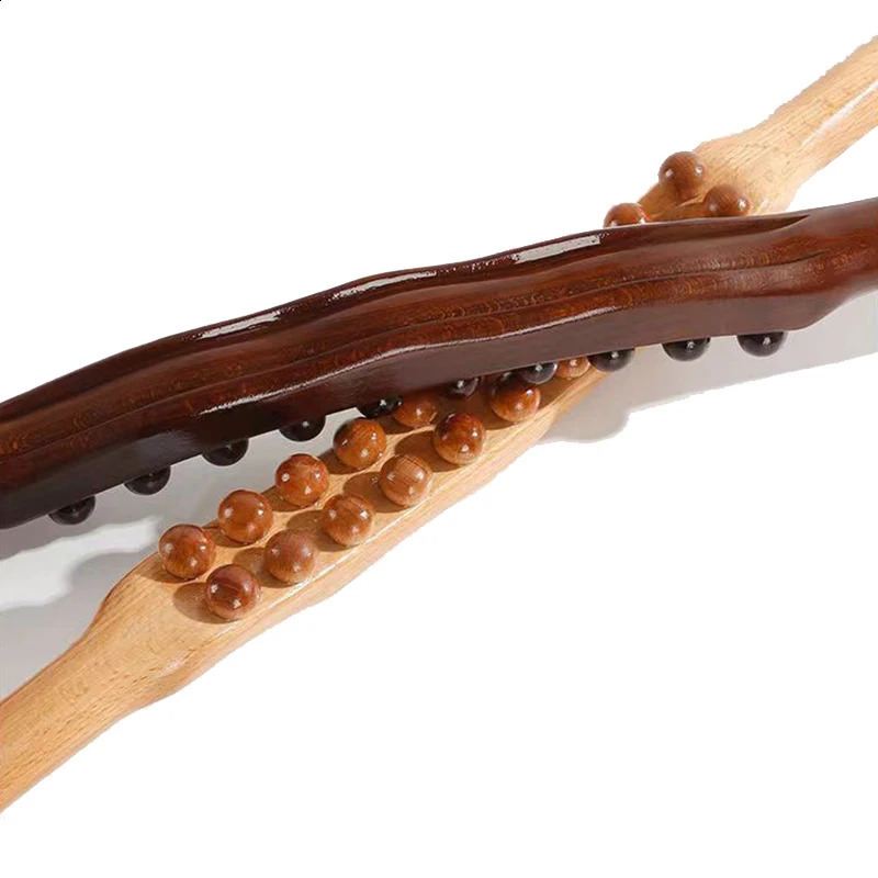 Back Massager 820 Beads Gua Sha Massage Stick Carbonized Wood Back Scrapping Meridian Therapy Wand Muscle Relaxing Body Massager Guasha 231115