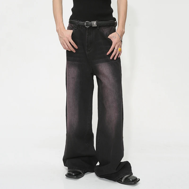 Men's Jeans IEFB Fashion Baggy Jeans Trend Men's Summer Loose Wide Leg Denim Pants Korean Style Personality Gradient Street Clothing 9C1105 