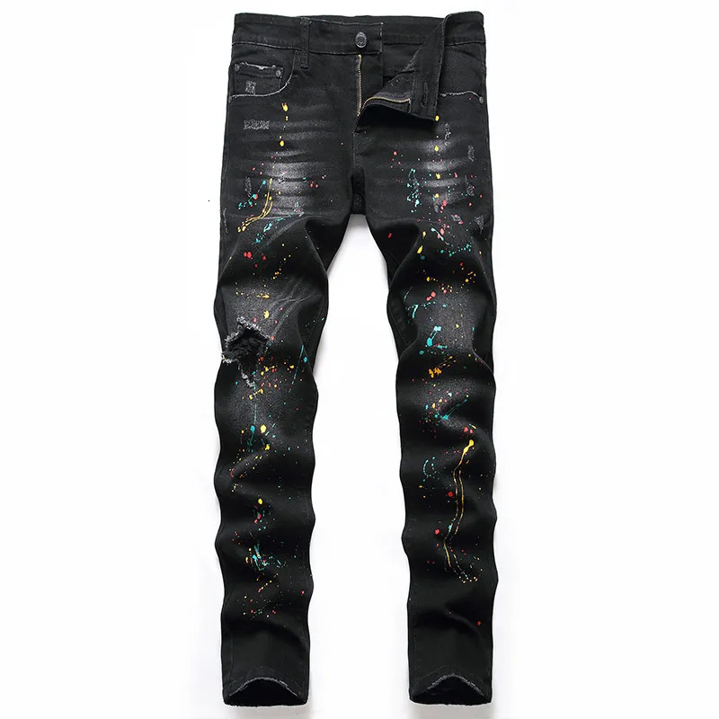 Men's Jeans Black Trousers Regular Version Hole Large Size Personality Trendy Pants European And American Jeans Denim men's Elastic 231116