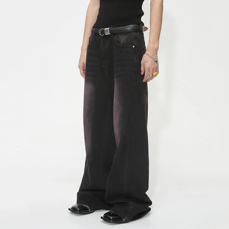 Men's Jeans IEFB Fashion Baggy Jeans Trend Men's Summer Loose Wide Leg Denim Pants Korean Style Personality Gradient Street Clothing 9C1105 