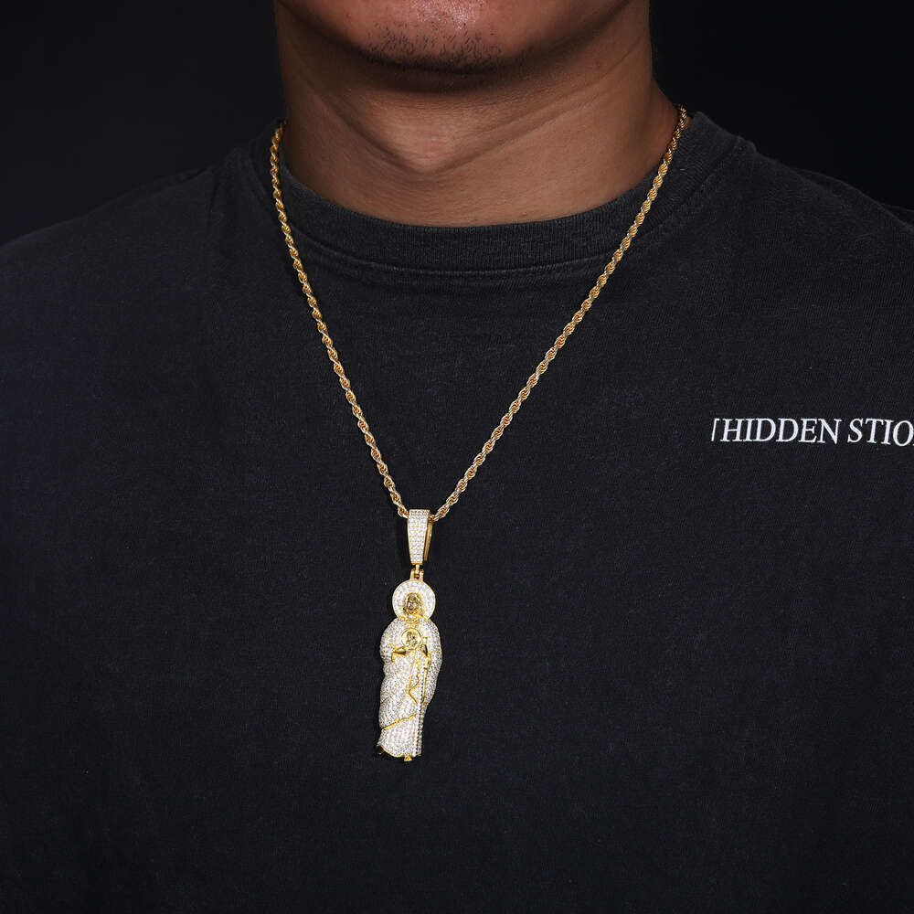 Pass Dia Tester Moissanite Iced Out San Judas Tadeo Pendant Sterg Sier Hip Hop Mens VVS Mossanite Jesus Necklace