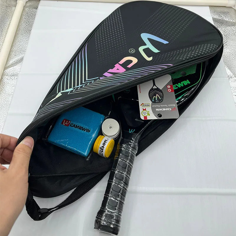 Tennis Rackets Camewin 3K Holographic Beach Tennis Racket Full Carbon Fiber Frame Feminino Masculina Kit Rude Surface Treatment Beginner 231025