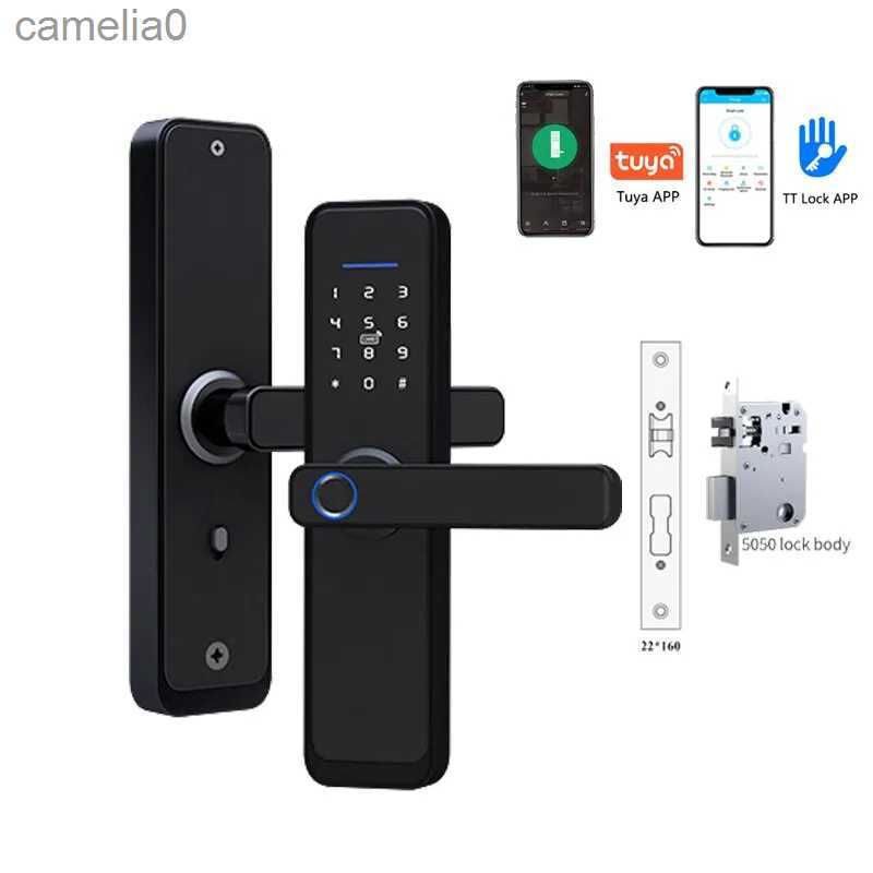 Smart Lock Tuya TT Lock Optional Smart Fingerprint Door Lock Digital Electric Lock With Long Handle Security Anti-theft For Home HotelL231116