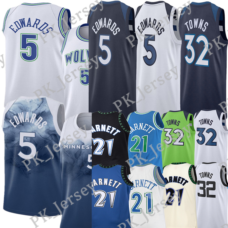 #5 Anthony Edwards Basketball Jersey Karl Anthony 32 Towns Rudy 27 Gobert Kevin 21 Garnett Vintage jerseys