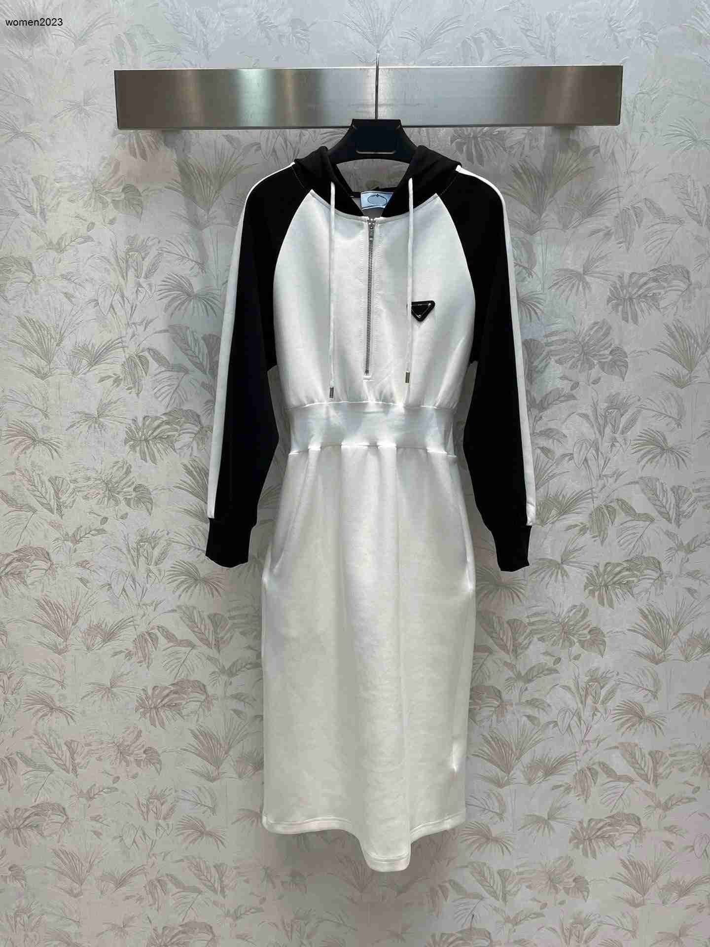 Luxury Women Dresses Designer Skirts Fashionable Hooded Color Block Sports Dresses Comfortable Long Sleeve Skirts Women Clothing Nov 16 hi-q