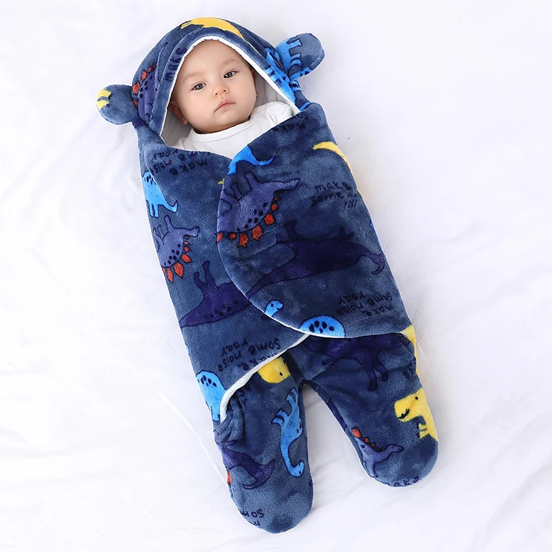 Sleeping Bags Soft born Baby Cartoon Thicken Winter and Autumn Wrap Blankets Envelope Sleepsack 0 9 Months 231116