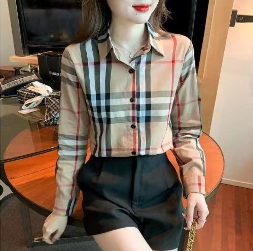 Women's Blouses & Shirts Designer Women Fashion Classic Summer New Plaid T-Shirt Plus Size Casual Long Sleeve Top