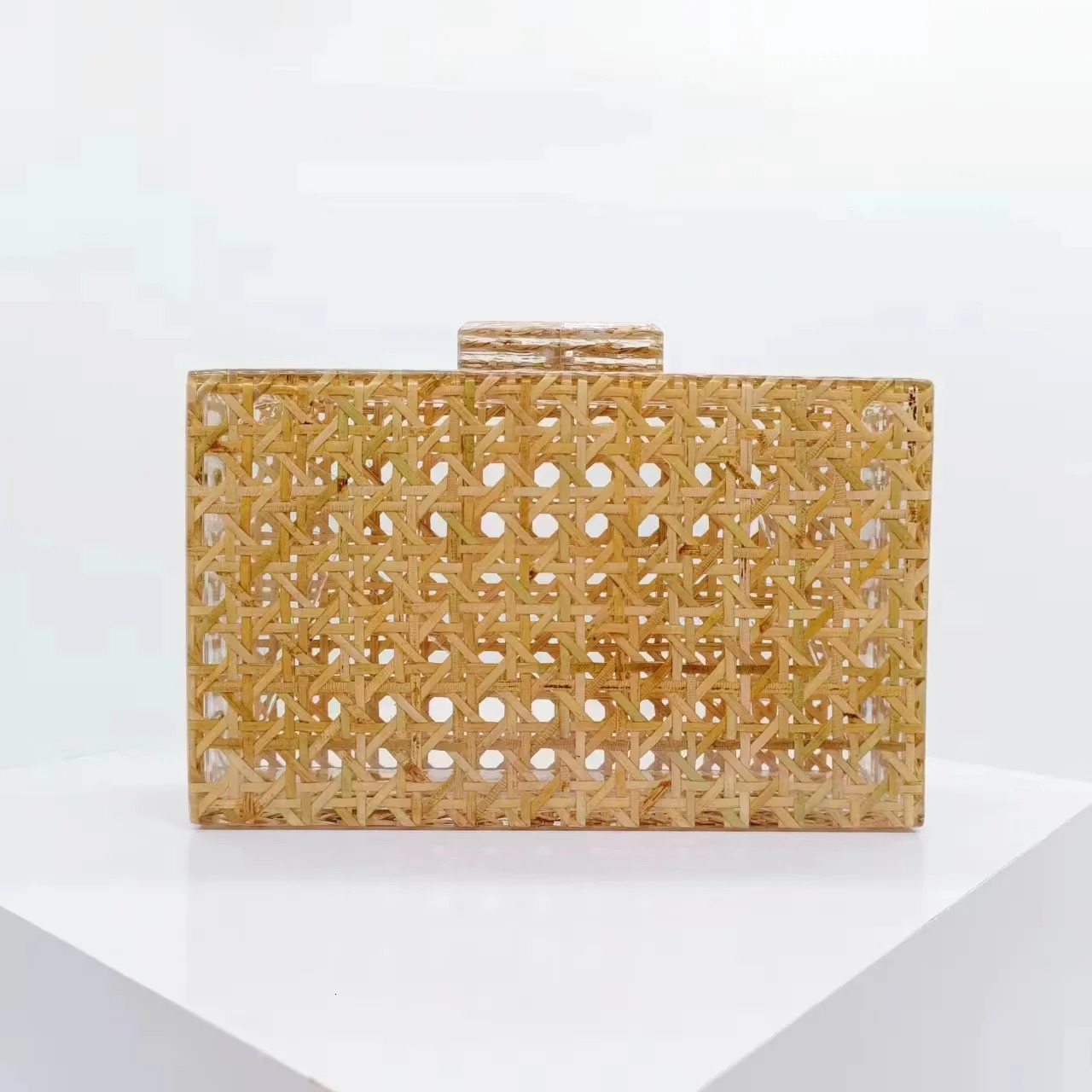 Evening Bag Rattan Acrylic Box bag Crochet Clutch For Wedding Party Purses summer Wicker Handbags ner High Quality 231115
