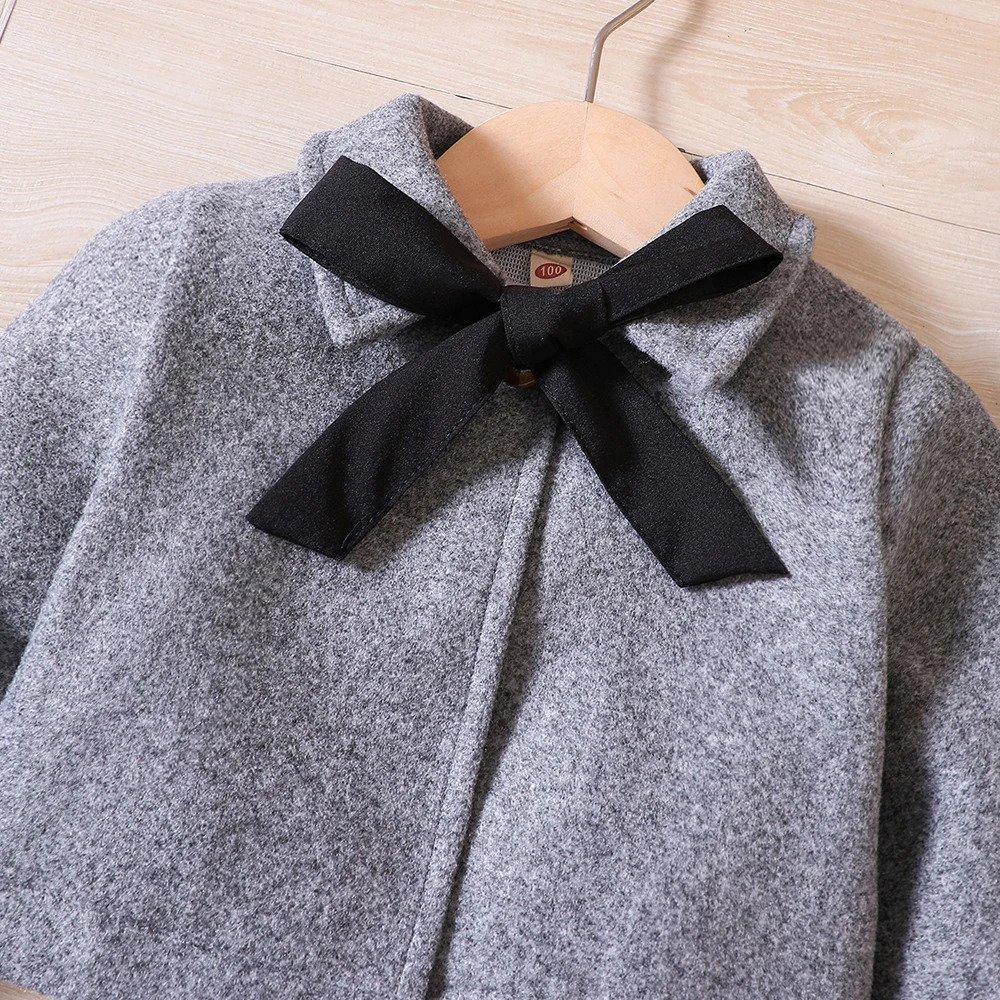 Clothing Sets Girls Autumn Winter Bow Fleece Coat Tank Top Dress Beret Three Piece Set 231115